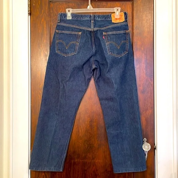 Levi's 505 Regular Fit Men's Jeans 36x30 Dark Wash - Picture 2 of 8